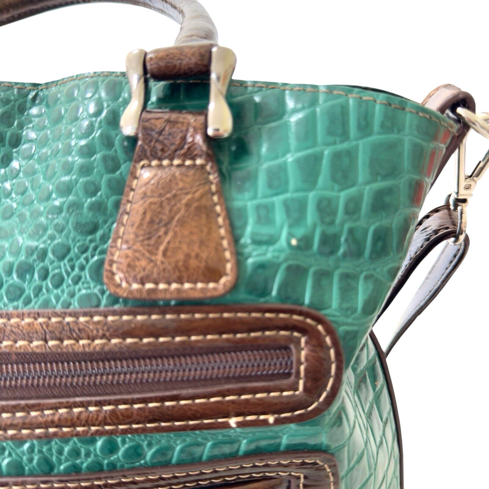 Vintage Madi Clare MC Emerald Green Croc Leather Rhinestone Shoulder Purse. - Picture 10 of 13